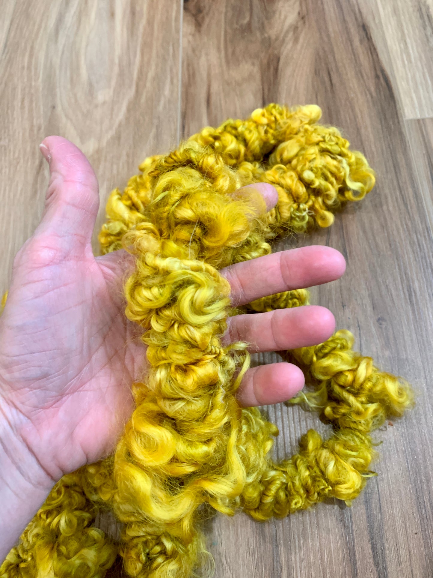 Jumbo Super Stacked Lockspun Art Yarn in Mustard