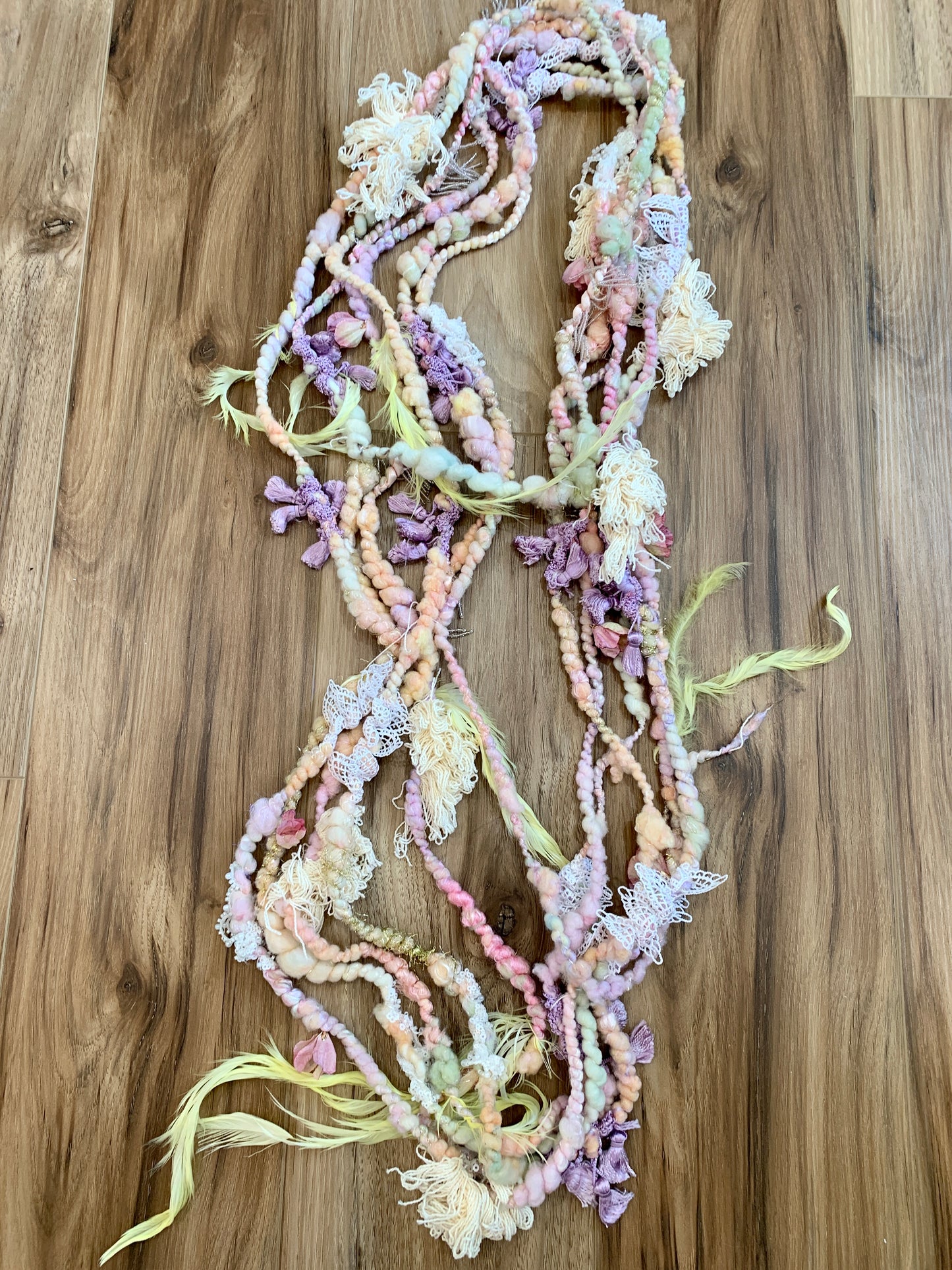 Antique Button and Vintage Trim Handspun Art Yarn