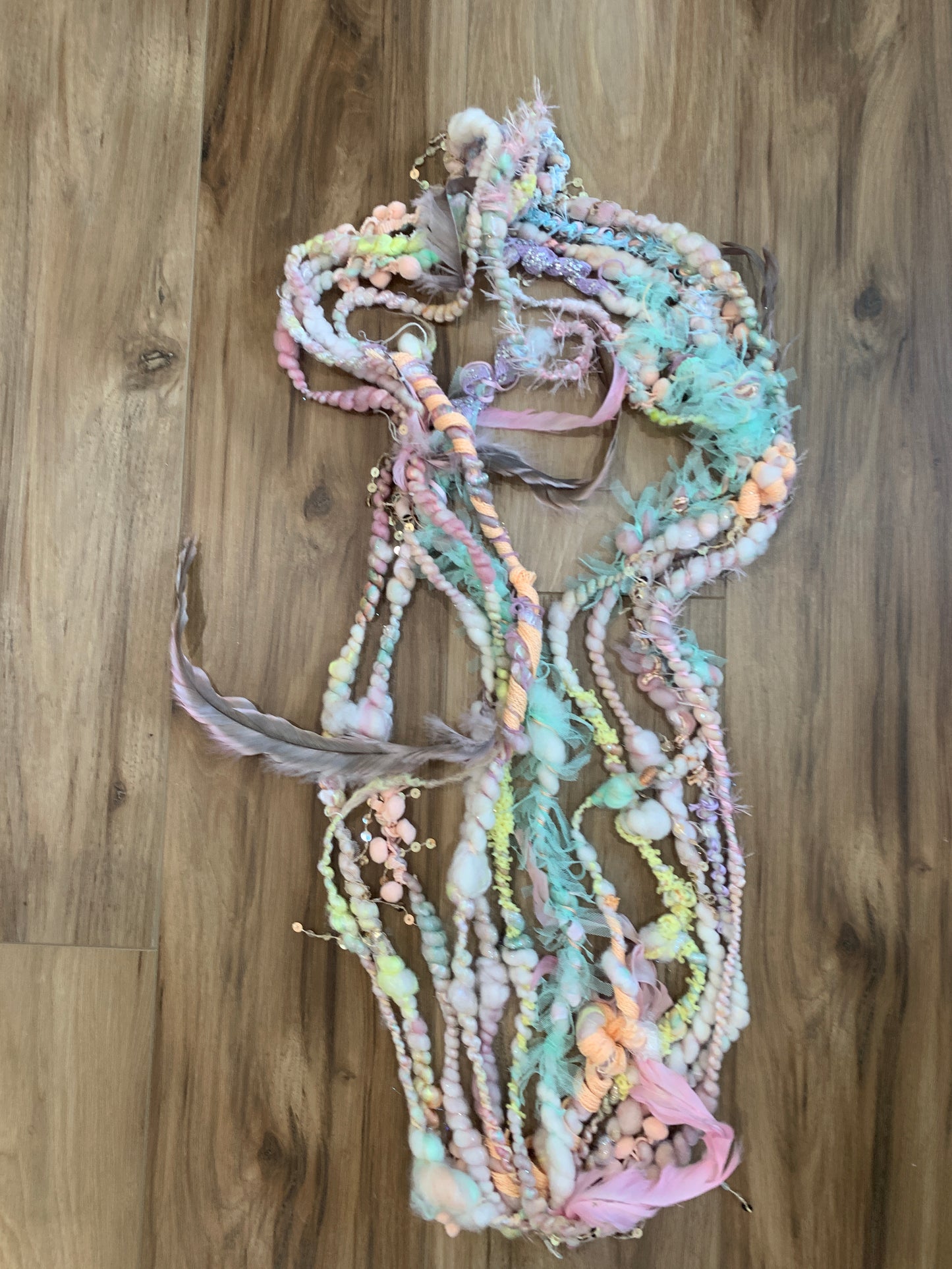 Handspun Art Yarn with Scrap Yarn/Trim Spirals