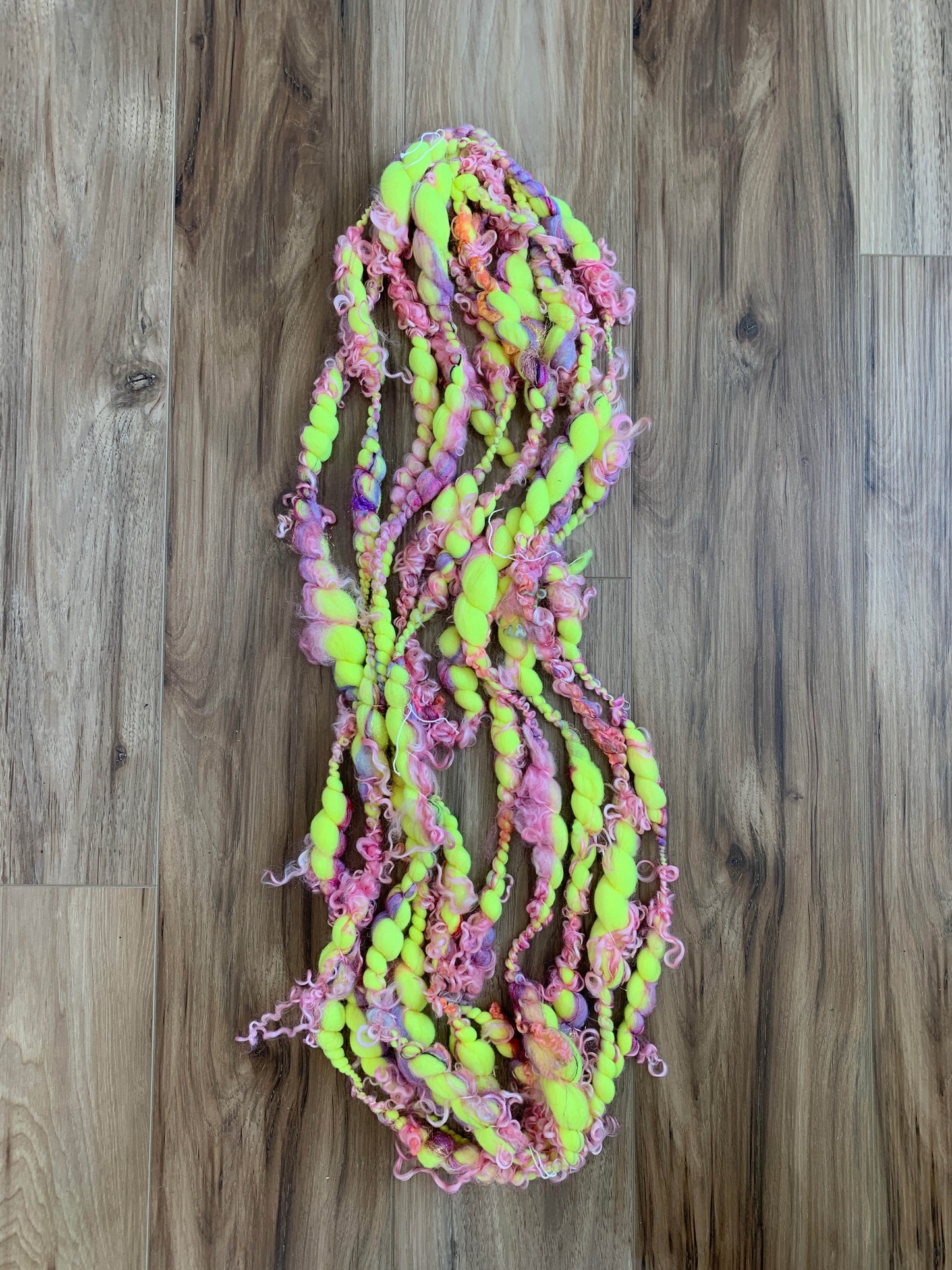 Jumbo Handspun Art Yarn/ Art Batt and Lock Accent/ Handspun Yarn/ Jumbo Yarn