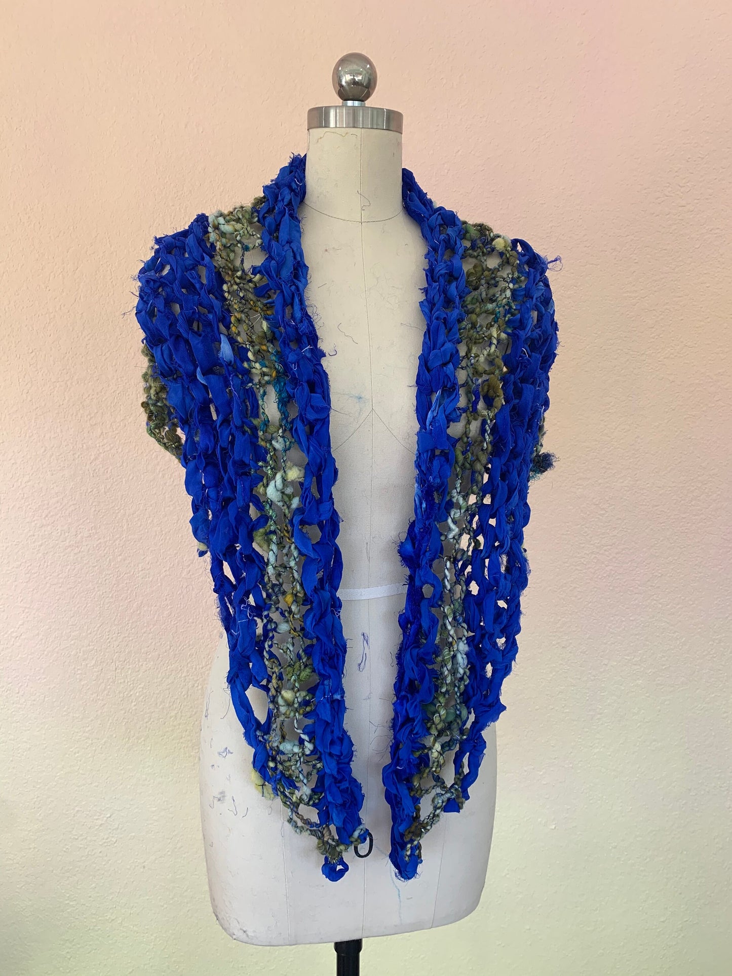 Triangle Shawl/ Triangle Scarf/ Handspun Scarf/ Handspun Shawl/ Art Yarn Scarf/ Art Yarn Shawl/Knit Scarf/ Knit Shawl/ Boho Scarf